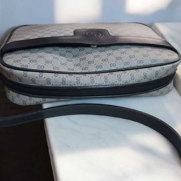 Gucci Navy Blue Canvas Supreme Micro GG Blue Trim Crossbody Bag VINTAGE - Picture 4 of 16